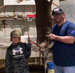 Father son hunt - Ty 1st buck 17 inch wide 8 point